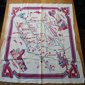 Vintage Tapestry Of California & Western Landmarks 32" x 35" Vibrant Colors